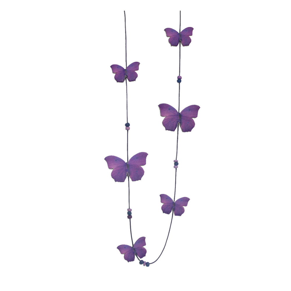 Collar Largo Seis Mariposas Moradas