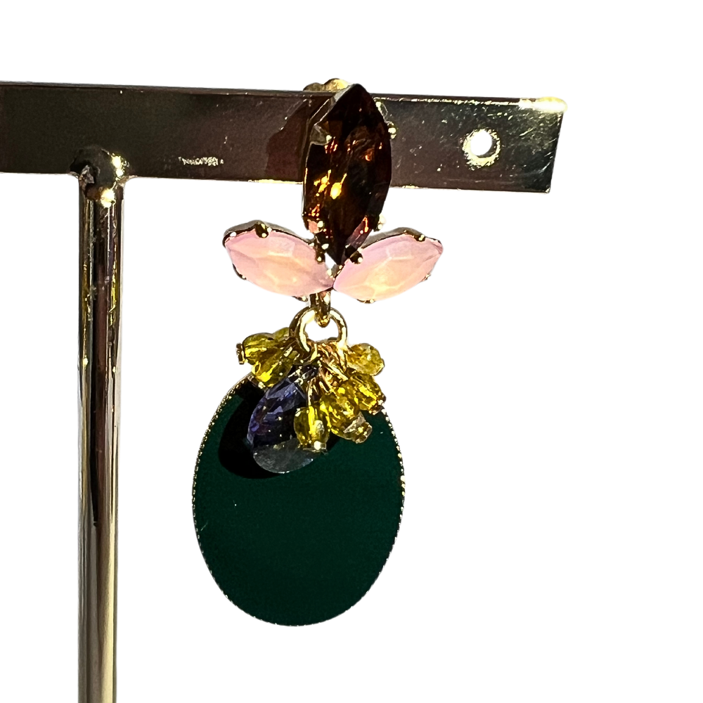 Pendientes Piedra Ovalada Azul Marino