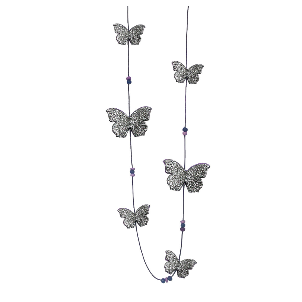 Collar Largo Seis Mariposas Moradas