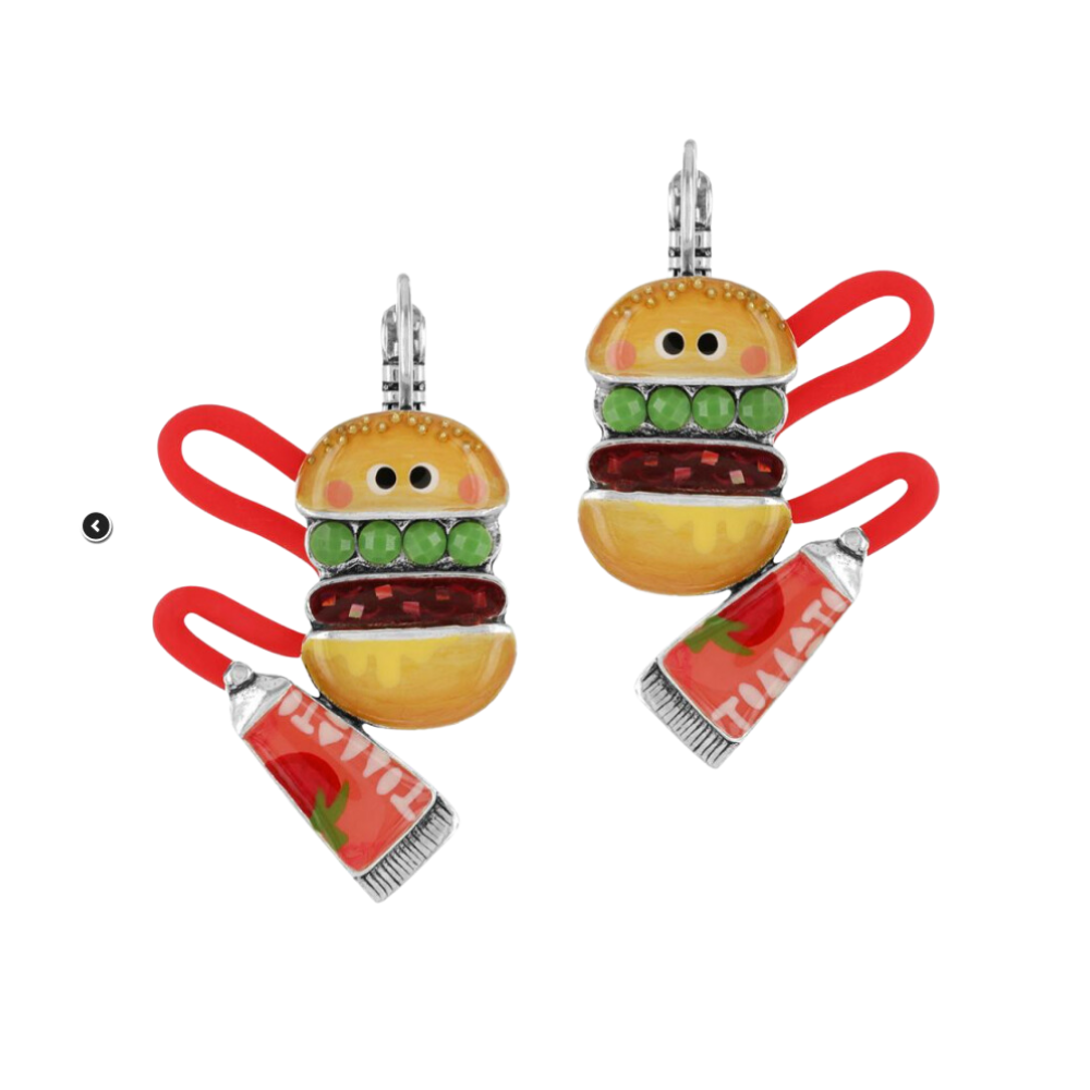 Pendientes Hamburguesa Ketchup con cierre catalán