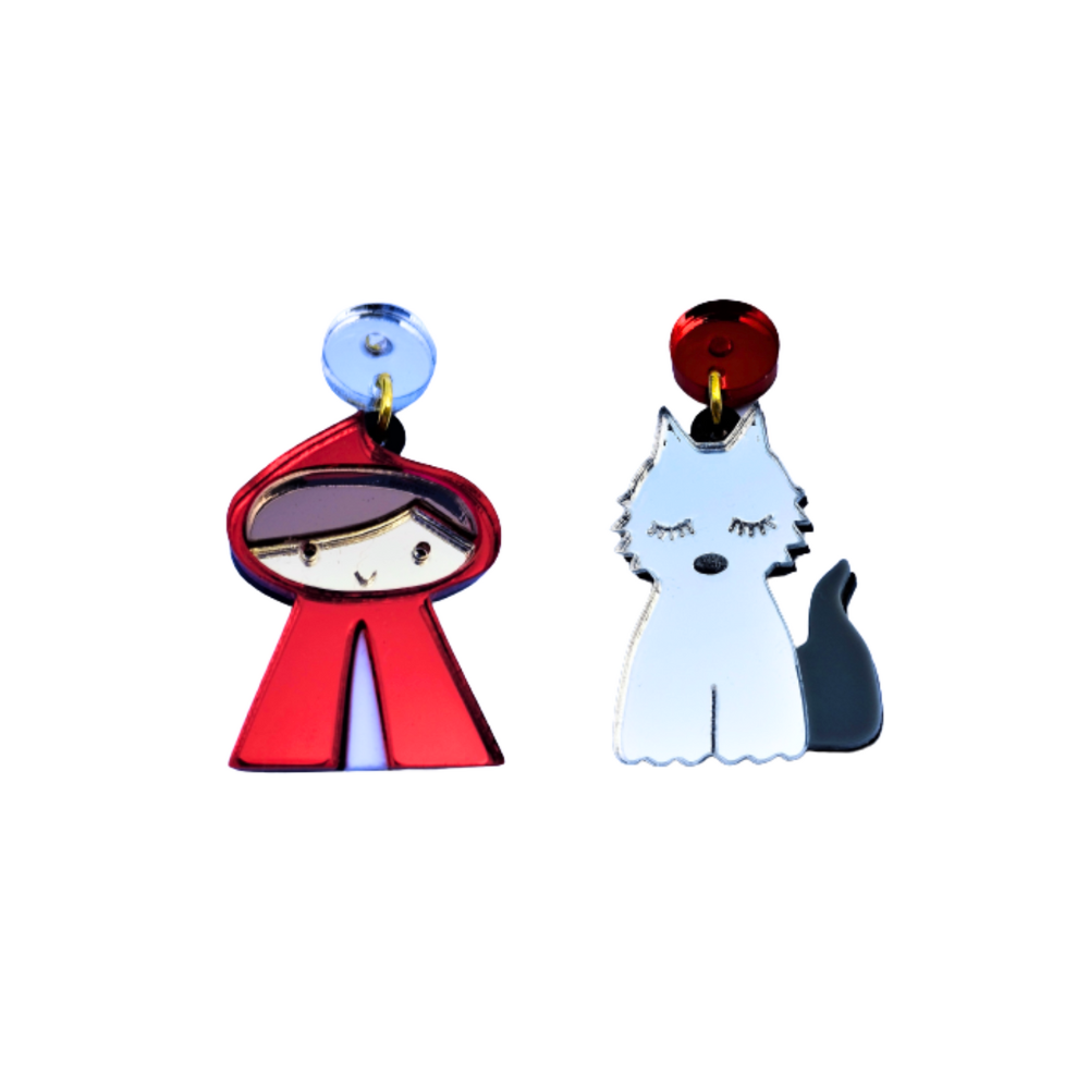 Pendientes Caperucita Roja y El Lobo